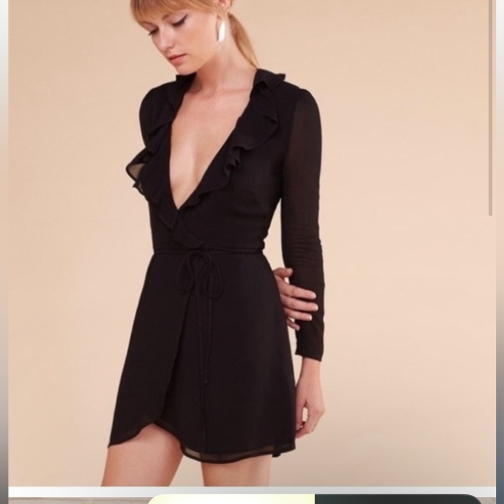 Reformation Black Ruched Sheath Dress